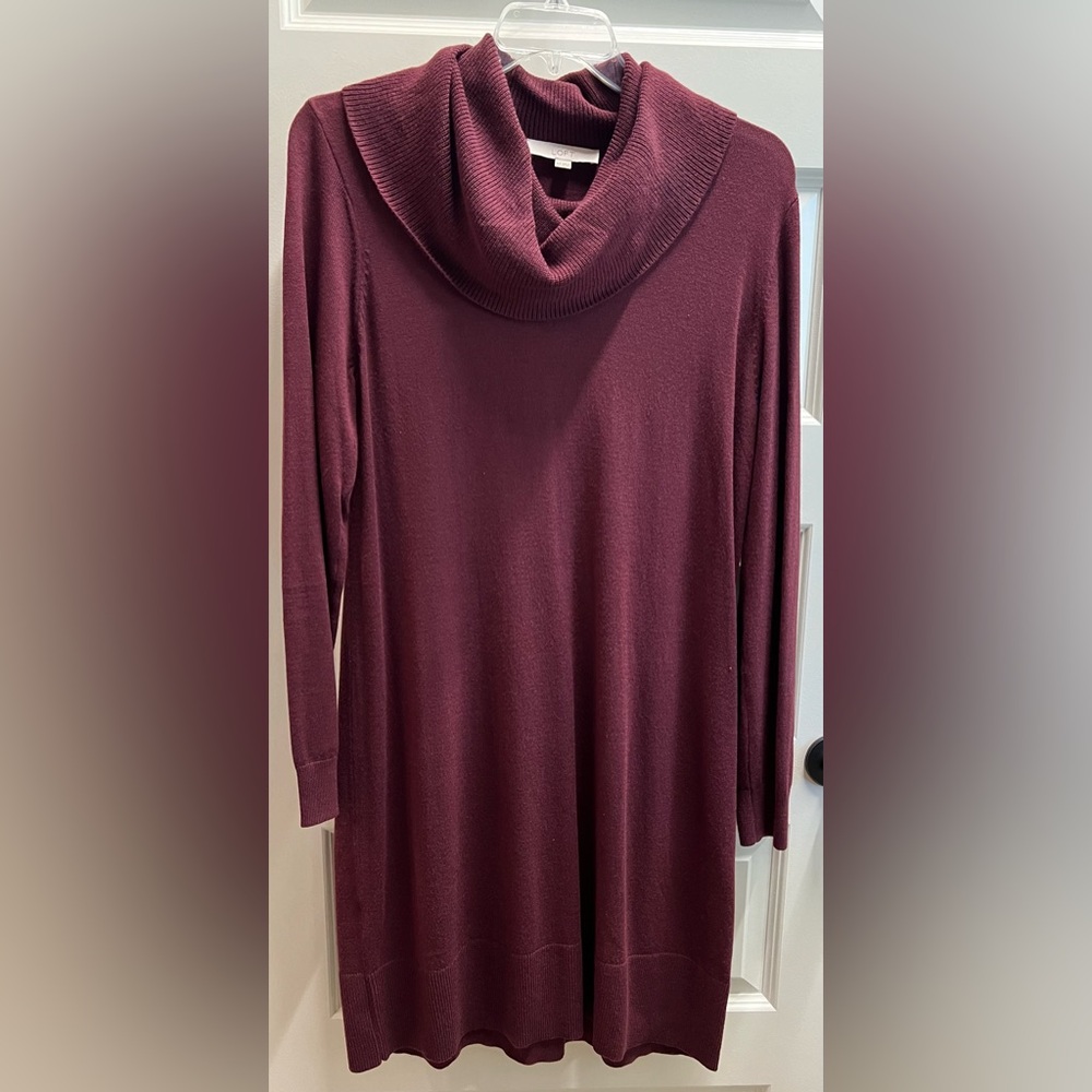 LOFT Rich Burgundy Turtleneck Sweater Dress